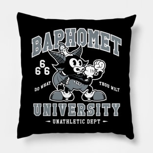 Baphomet University - Vintage Cartoon Devil - Satanic School Mascot Pillow