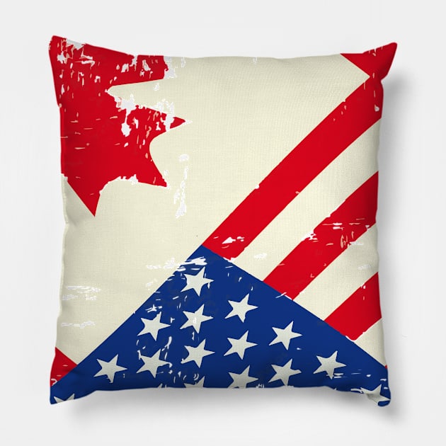 Canadian American Flag Canada America Vintage Gift Pillow by chrizy1688