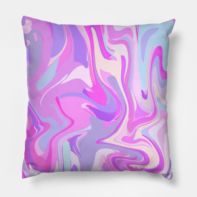 Marbled Pink Purple Turquoise Pillow by Cato99