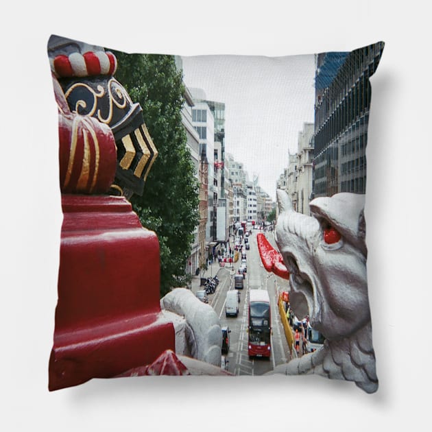 Holborn Viaduct Knight and Griffin London England Pillow by Fussell Films