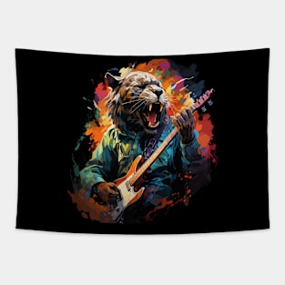 Cheetah Playing Guitar Tapestry