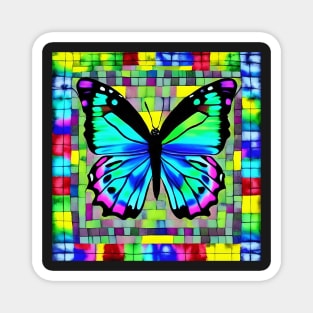 Mosaic Butterfly Psychedelic Grid Game Board Gift Mom Magnet