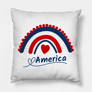 America Patriotic Boho Rainbow Pillow