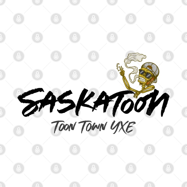 Saskatoon Toon Town YXE Chillin' Cartoon Skeleton by Stooned in Stoon