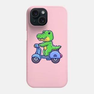 Cute Crocodile Riding Scooter Cartoon Phone Case