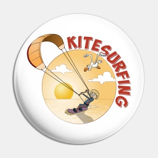 Kite surfing vector illustration. Pin