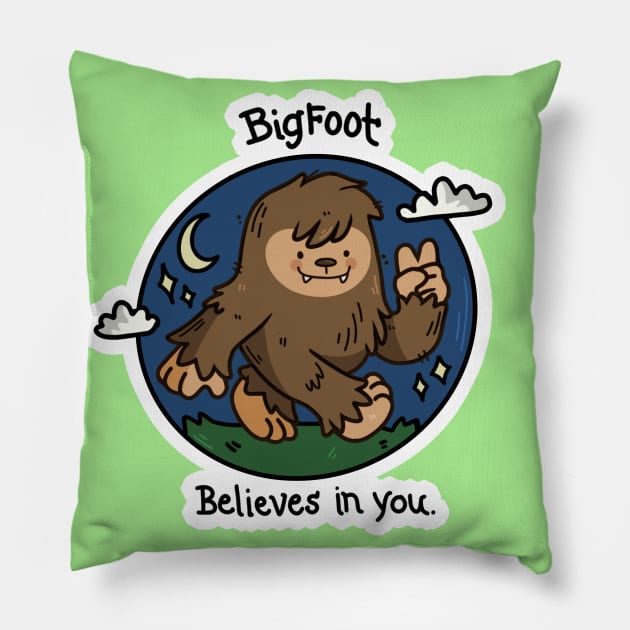 Bigfoot Believes in You Pillow by poltergyst