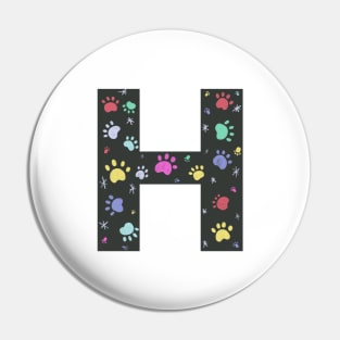 H letter  with colorful paw print Pin