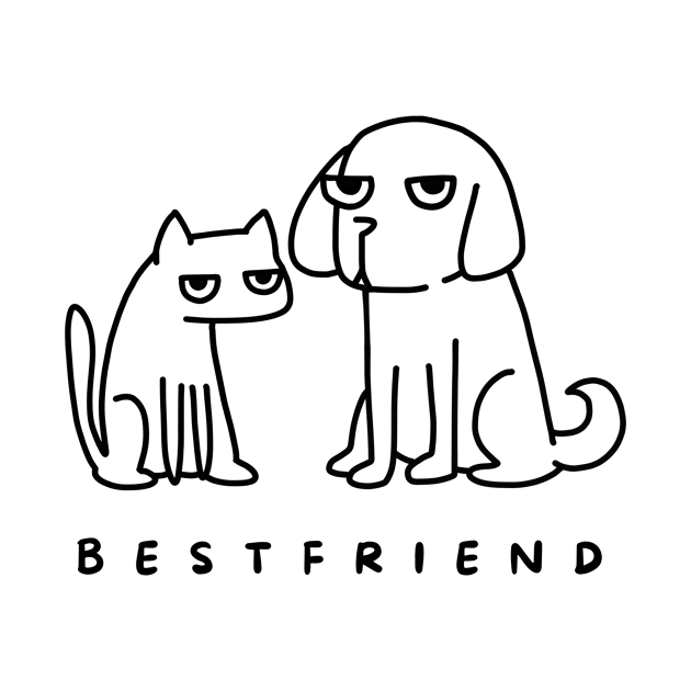 Dog and Cat Best Friends T- Shirt by Radi-SH