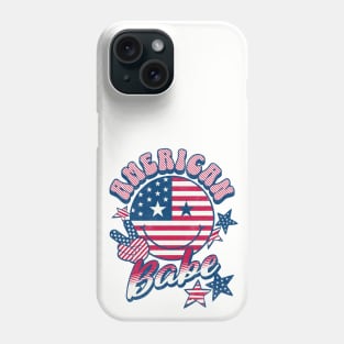 American Babe American Flag Retro Smiley Face Phone Case