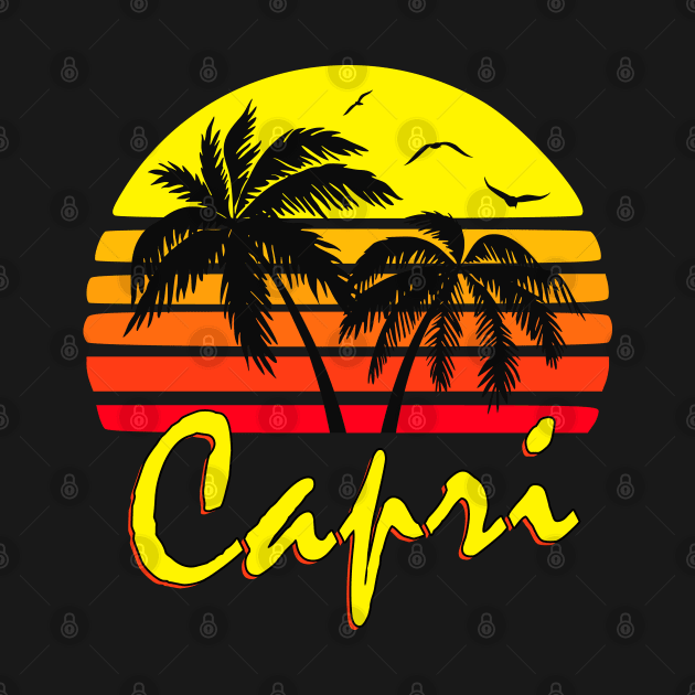 Capri Italy Retro Sunset by Nerd_art