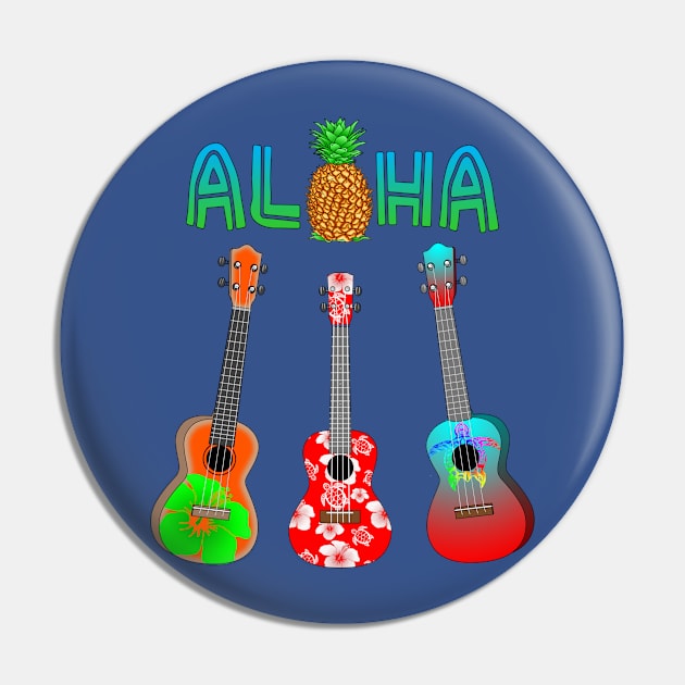 Aloha Ukulele Hawaiian Music Pin by macdonaldcreativestudios