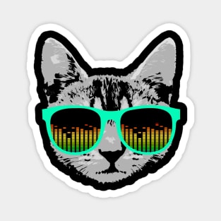 Music Cat with Glasses Magnet