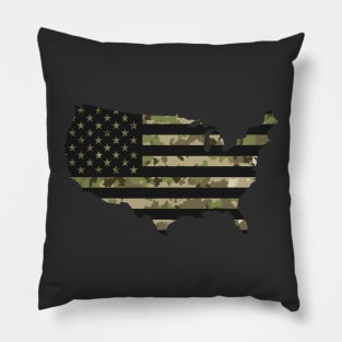 USA Flag - Multicam Black Pillow