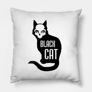 Skull and black cat Pillow