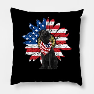 Labrador American Flag Sunflower Pillow