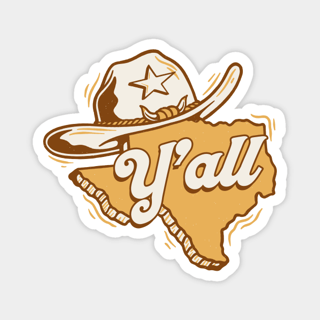 Retro Texas Y'all Magnet by SLAG_Creative