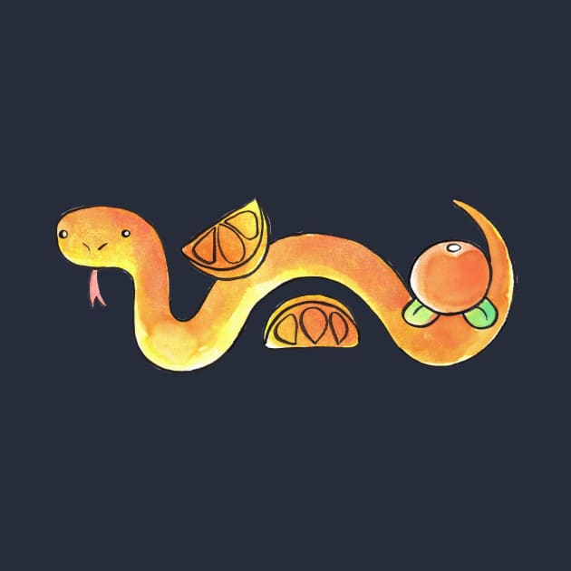 Watercolor Citrus Orange Snake by saradaboru