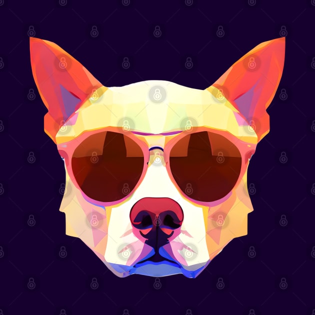 Cool Low Poly Dog wearing Sunglasses by Artist Rob Fuller