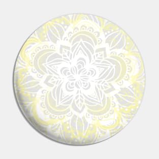 Woven Fantasy - Yellow, Grey & White Mandala Pin