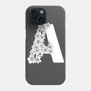 Monochrome capital letter A patterned with sakura twig Phone Case