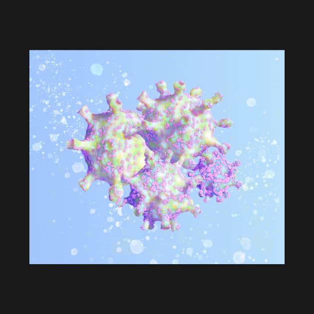 Bright lurid beautiful coronavirus cells by 3DVictory