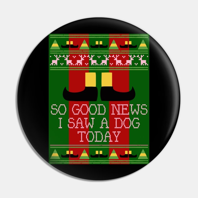 Good News Elf Quote Christmas Knit Pin by joeysartworld