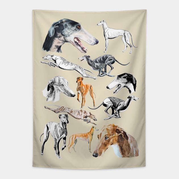 greyhound Tapestry by VicaVeresk