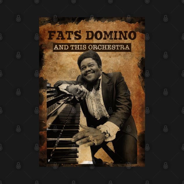 Vintage Old Paper 80s  Style Fats Domino And The Orchestra by Madesu Art