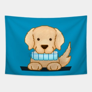 Puppy with a drinking bottle Tapestry