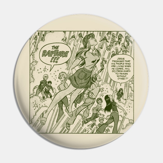 The Rapture // Vintage Bible Comic Art Pin by CultOfRomance