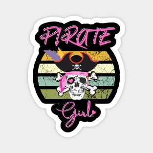 Cute Pirate Girl Skull Girl Halloween Costume Pirate Crew Magnet