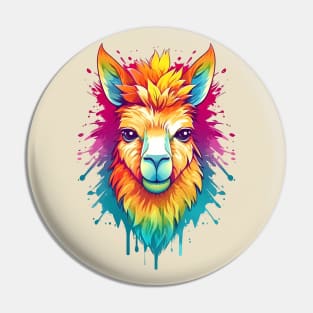 Rainbow Llama Pin