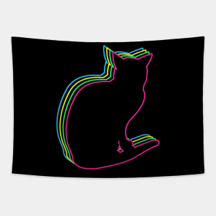 Cat 80s Neon Tapestry
