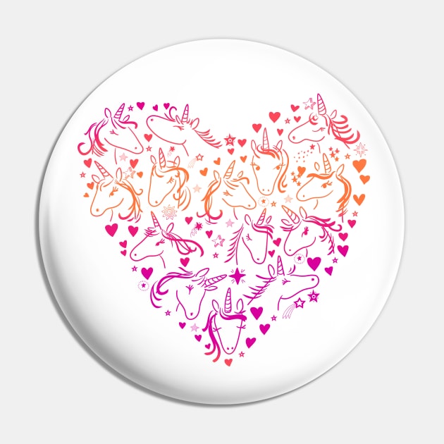 Neon Unicorns Heart Pin by rmcbuckeye