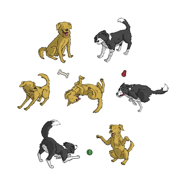 Cute dogs playing by PruneyToons