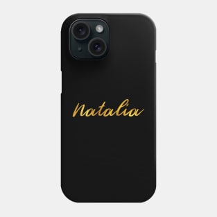 Natalia Name Hand Lettering in Faux Gold Letters Phone Case