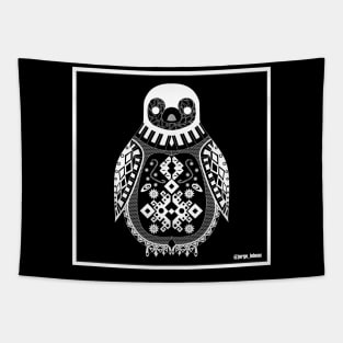 black kawaii penguin ecopop Tapestry