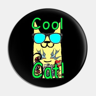 Cool Cat Graffiti Tattoo kitty Pin