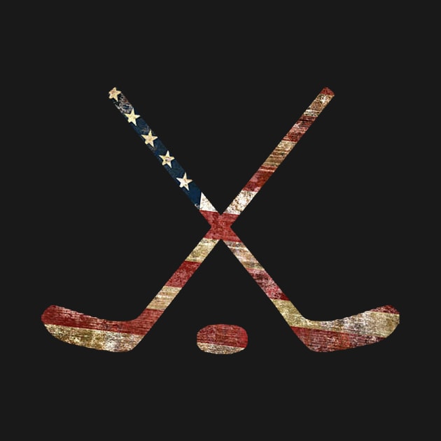 HOCKEY STICKS WITH AMERICAN FLAG by Cult Classics