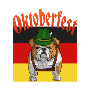 English Bulldog Lederhosen Alpine Oktoberfest T-Shirt