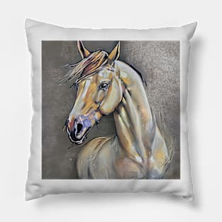 portrait of a white horse Pillow