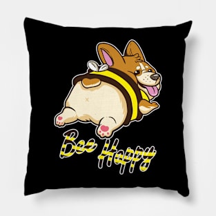 Bee Happy Corgi with Bee Costume Pillow