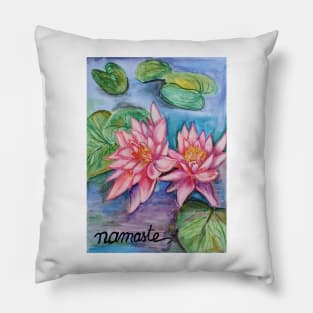 Namaste lotus flower in watercolors Pillow