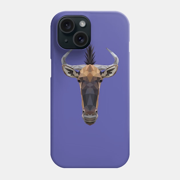 Wildebeest Low Poly Art Phone Case by TheLowPolyArtist