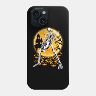 Happy Halloween Funny Skeleton Playing Guitar Pumpkin Phone Case