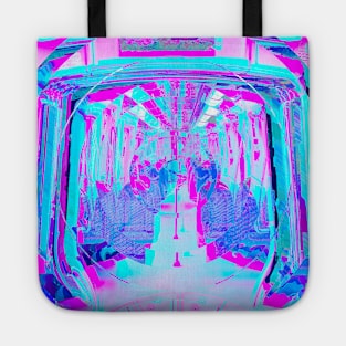 Empty Subway Train Car Glitch Art Tote