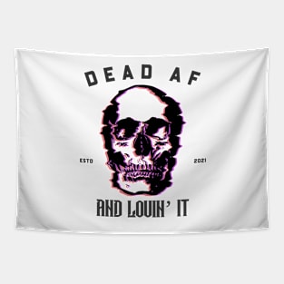 Dead AF and lovin it, Glitchy skull Tapestry