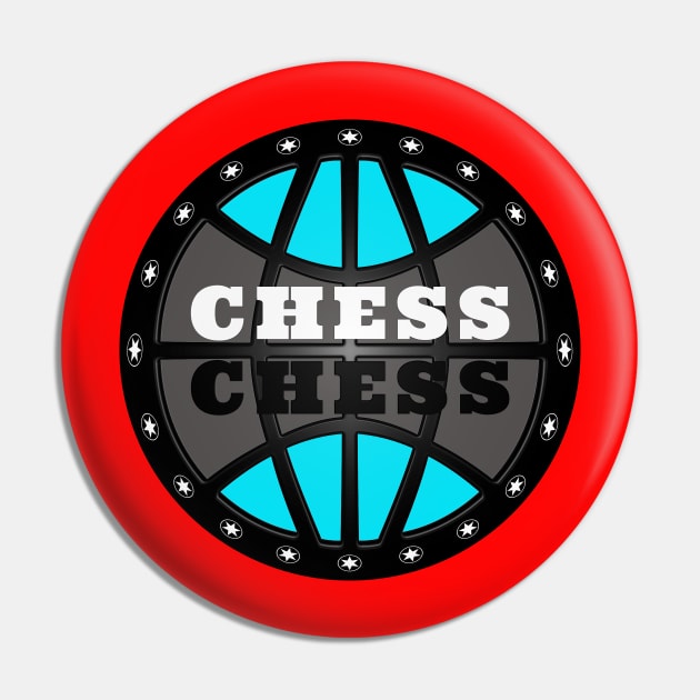 Chess Logo in Black, White and Turquoise Pin by The Black Panther