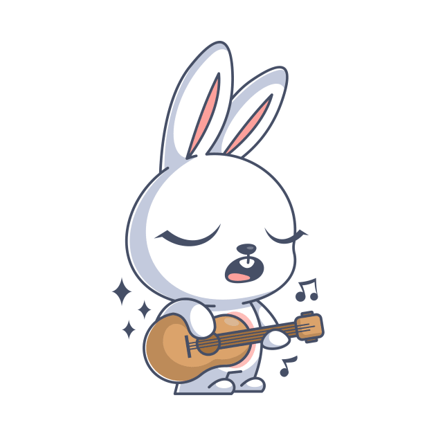 Cute bunny singing and playing guitar by Wawadzgnstuff